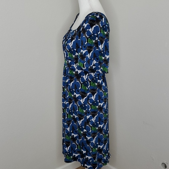 Saks Fifth Ave Blue Brown Pattern Dress - Picture 2 of 14